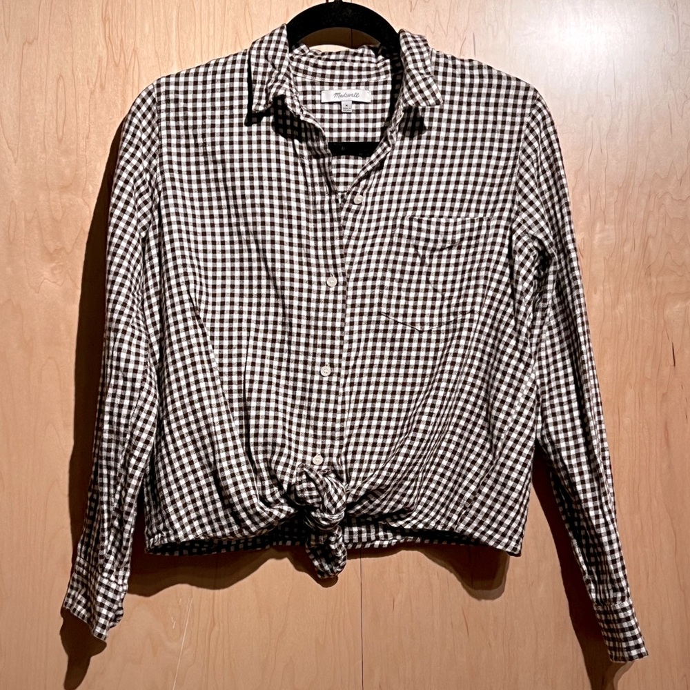 Flannel Tie-Front Shirt in gingham